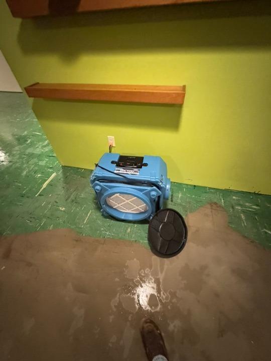 Air Scrubber Setup in Water Damaged Room